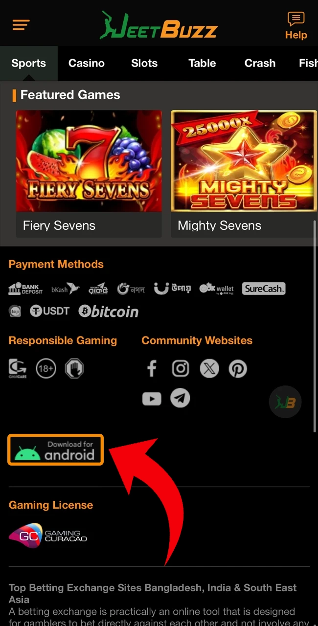 APK ফাইলটি ডাউনলোড করতে বোতামটি ক্লিক করুন।