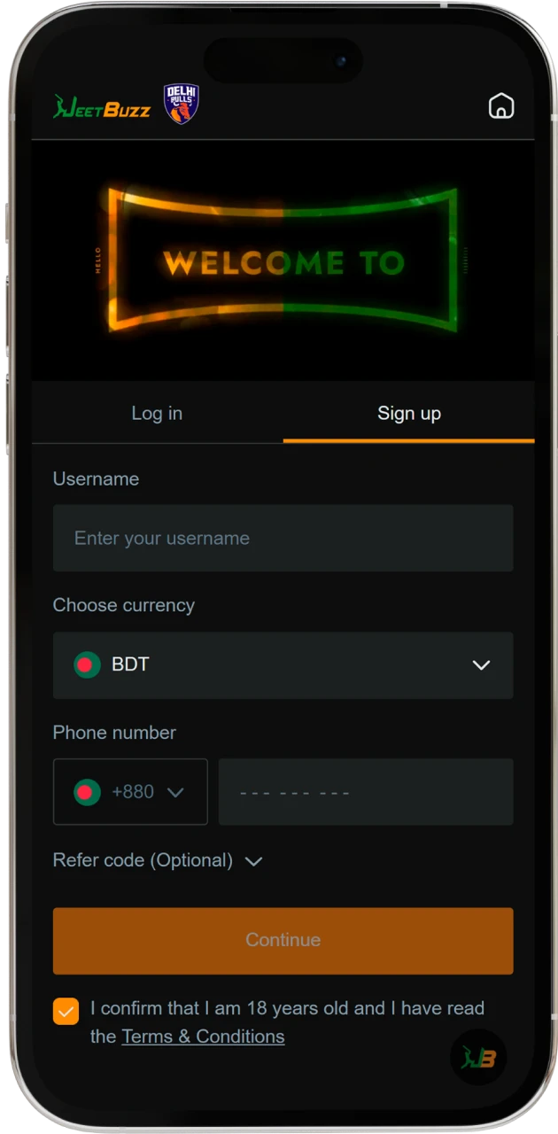 Sign up for a new JeetBuzz account or log in to use bonuses and features.